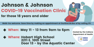 J & J COVID-19 Vaccine Clinic May 11-13th
