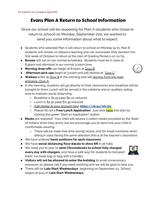 Evans Plan A Return to School Information