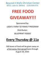 Beyond 4 Walls Christian Center FREE FOOD GIVEAWAY
